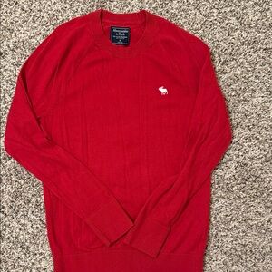 Abercrombie & Fitch Men's Vibrant Red Crewneck Sweater